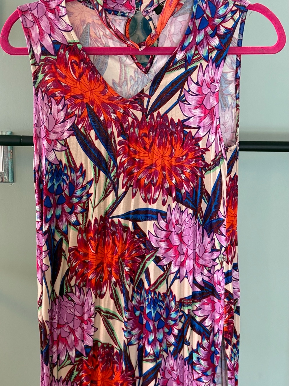 Cupio Floral Maxi Shirt in Pink, Red & Blue